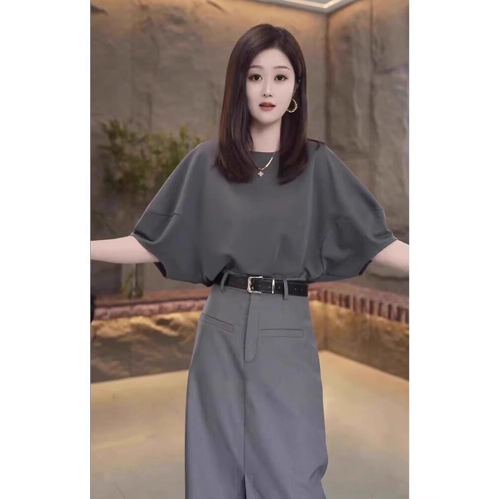 欧洲站夏天穿搭一整套2026新款时尚高级感套装开叉半身裙两件套女