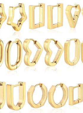 Golden Irregular Earrings Men WomenHand Earrings几何耳环
