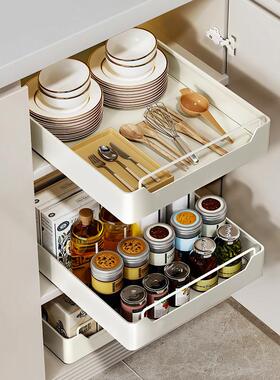 Non punching kitchen pullout storage rack dish rack basket