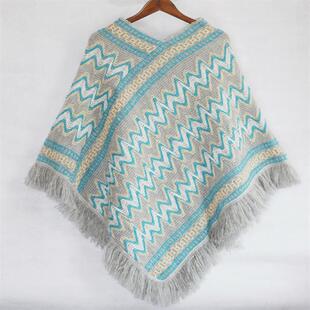 Poncho Cloak Knitted Cape Tassel Women Autumn and Winter Lei