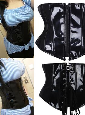 New Ladies Slimming Sexy PVC Lingerie Plastic Steel Boned Co