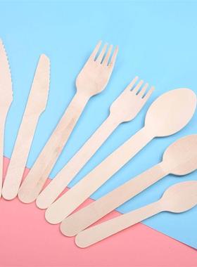50pcs/150pcs Disposable Wooden Cutlery Forks/Spoons/Cutters