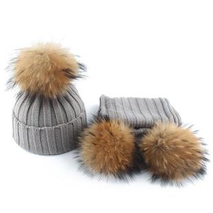Winter Real Hat Fashion Scar Beanie Children Pompom 2023 Fur