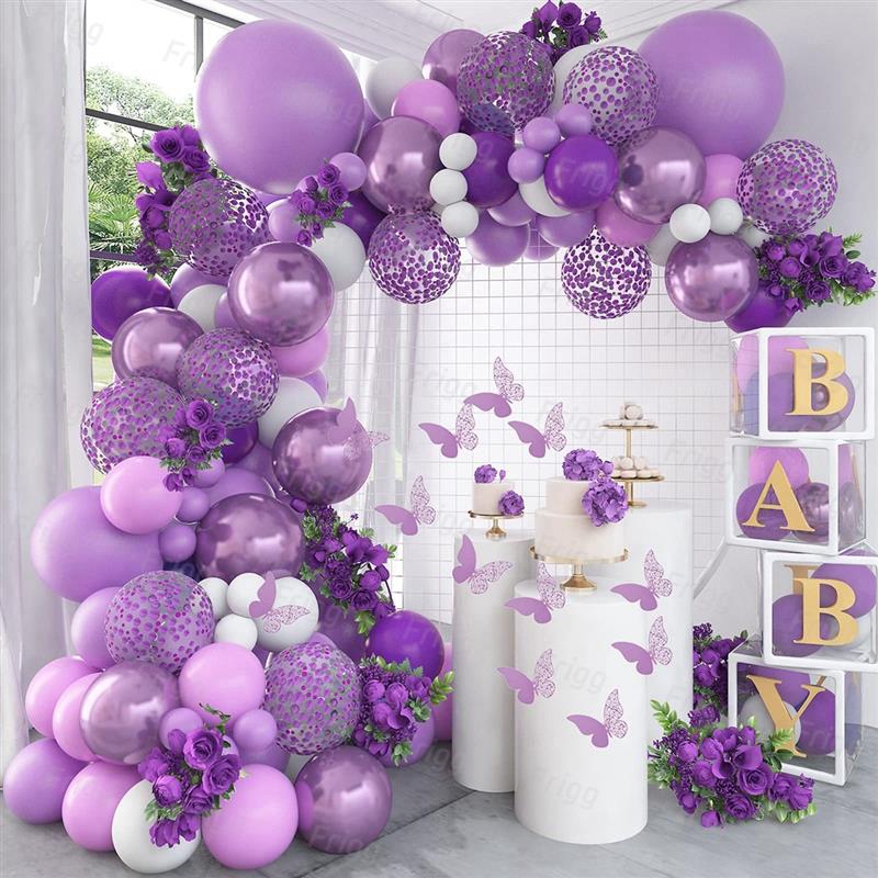 Purple Butterfly Balloons Garland Arch Kit Latex Ballon Birt