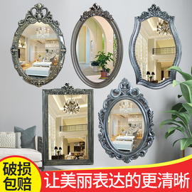 新款欧式复古浴室壁挂镜美容镜纹绣化妆镜卫生间镜子酒店装饰镜图片