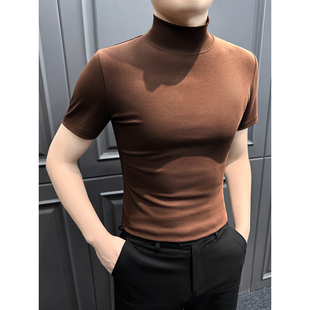 男士t恤半高领短袖季内搭男装2026新款感痞帅风打底衫男款0306k