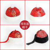 冬款 新生婴儿男宝宝帽子唐装 中国风宝宝复古帽刺绣女童拜年帽子