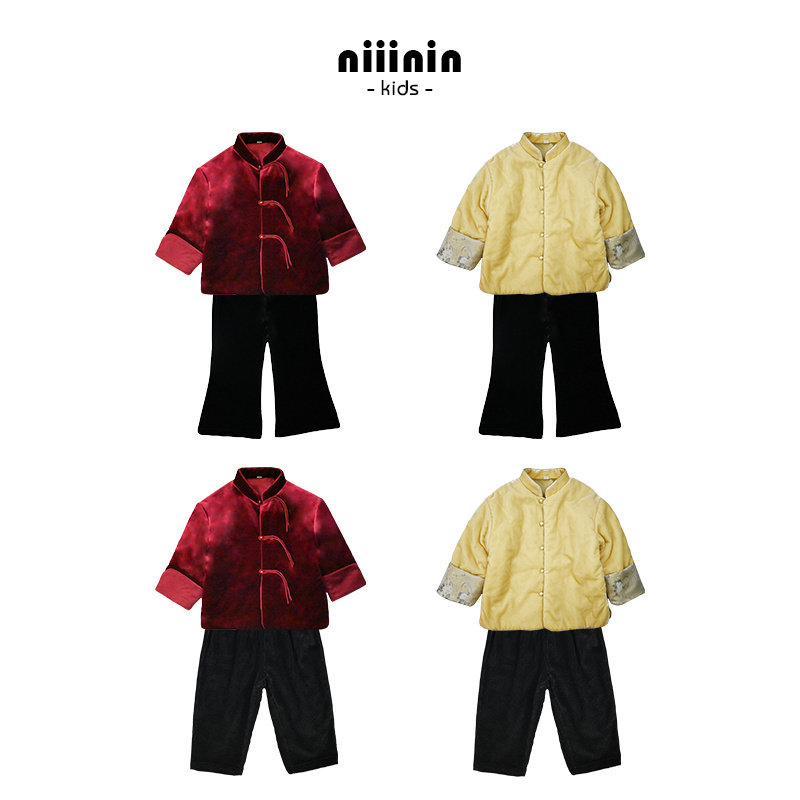 儿童新年拜年服篙品质柔软丝绒加棉保暖唐装男女童新中式棉衣外套,童装/婴儿装/亲子装,唐装,淘宝优惠券,粉丝福利购,淘宝优惠卷