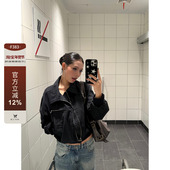 复古cleanfit短宽版 F383 美式 型宽松百搭简约翻领夹克外套男女ins