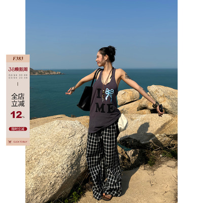 【F383】字母印花设计背心