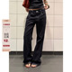 女百搭直筒微喇垂感显瘦长裤 复古辣妹低腰牛仔裤 子春秋 美式 F383