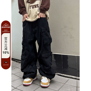 裤 重磅多口袋水洗宽松休闲工装 百搭男女 2022AW国潮原创美式 F383