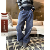 F383 cleanfit直筒休闲长裤 美式 复古蓝色水洗灯芯绒阔腿男女秋季