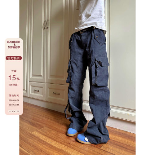 【F383】男女款多口袋工装裤