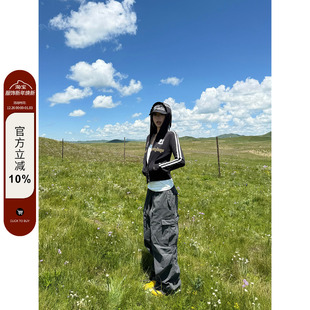 连帽卫衣设计感拉链辣妹显瘦开衫 复古字母印花修身 外套 美式 F383