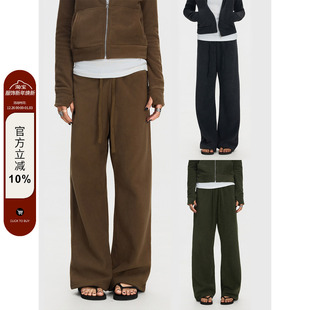 ins 复古摇粒绒高腰女休闲百搭显瘦慵懒风保暖直筒阔腿裤 F383 美式