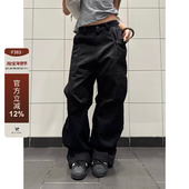 美式 复古大口袋设计感宽松显瘦工装 牛仔裤 F383 男女潮流百搭长裤