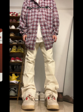 F383 2023AW国潮原创简约纯色百搭直筒牛仔裤坠感潮流显瘦长裤ins