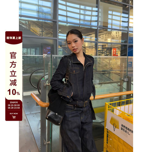 F383美式复古解构短款牛仔外套