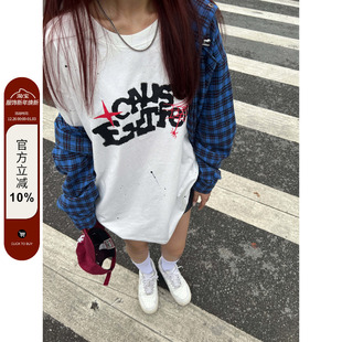 男女 泼墨撞色字母印花百搭宽松短袖 F383 2023AW国潮原创小众个性