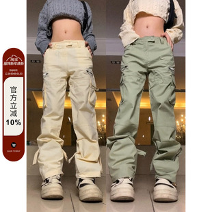 纯色小脚长裤 F383 裤 复古直筒多口袋拉链工装 2022AW国潮原创美式