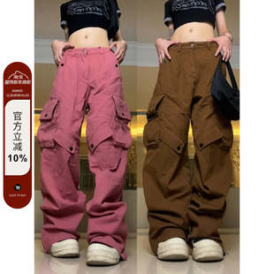 长裤 脚拉链开叉阔腿工装 男女ins 2022AW国潮原创立体多口袋裤 F383