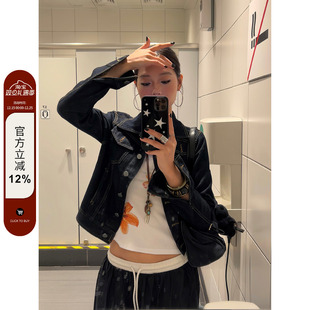 显瘦工装 复古解构质感牛仔外套宽松廓形修身 夹克女 2025美式 F383