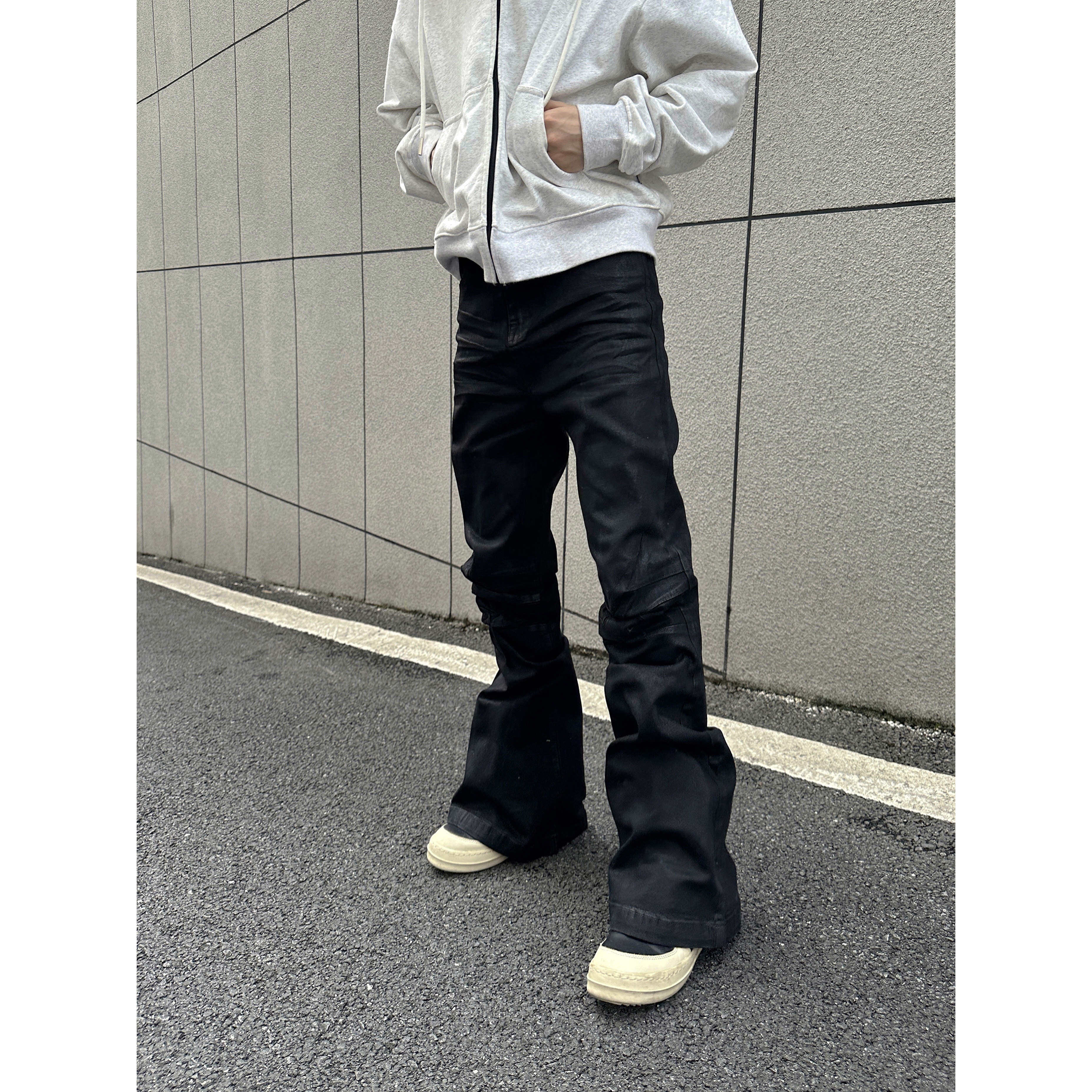 【F383】拉链刷蜡牛仔裤