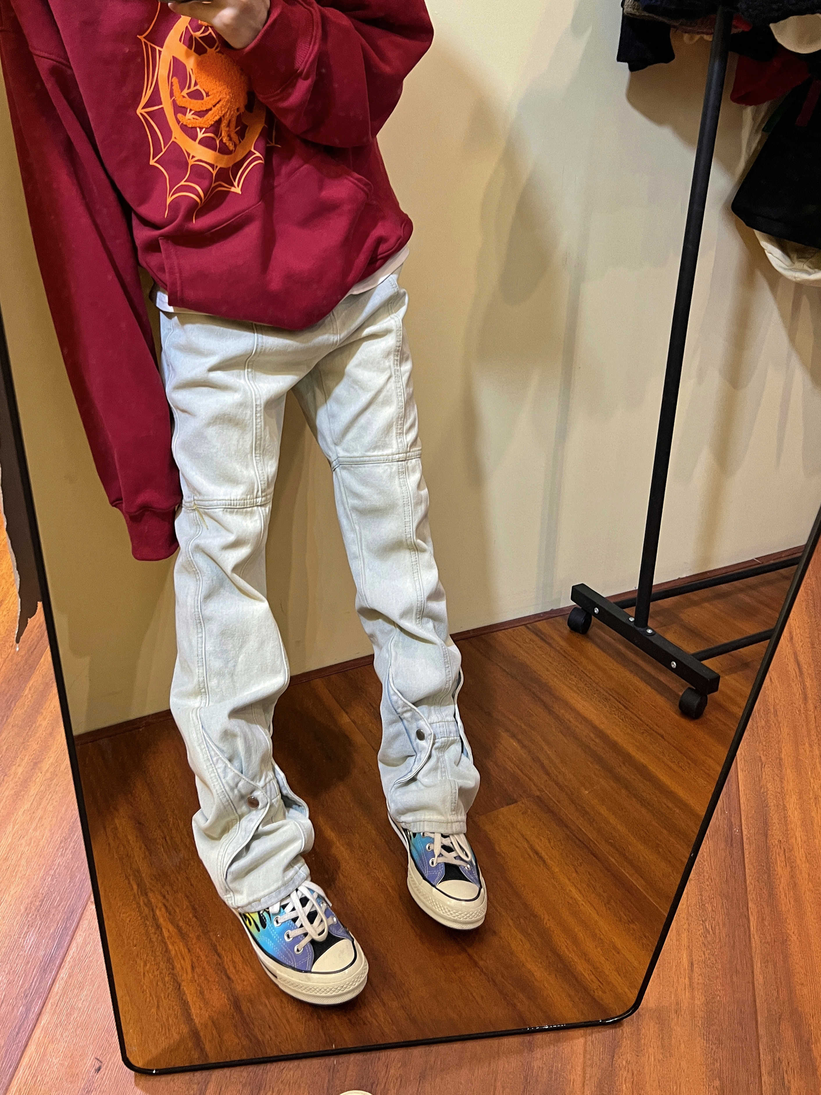 F383拉链长裤水洗四季通用牛仔裤