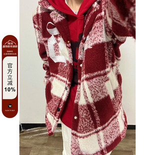 F383 2022AW国潮原创复古格纹加厚夹棉毛呢外套男女百搭夹克ins风