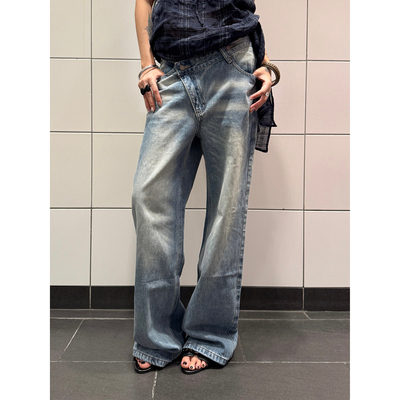 F383美式复古水洗做旧牛仔裤