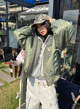 F383 2025美式高街MA1飞行员夹克棉服痞帅廓形设计感夹棉外套男女