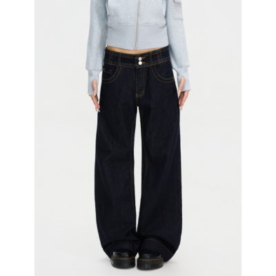 F383简约丹宁原色牛仔裤