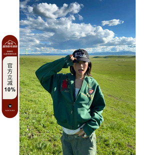 复古设计感字母刺绣印花连帽卫衣男女重磅宽松百搭帽衫 F383 美式