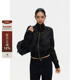 美式 复古黑色立领工装 夹克双头拉链肩章修身 F383 收腰短款 外套女