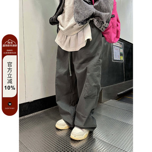 裤 休闲直筒口袋抽绳工装 阔腿宽松男女ins 2022AW国潮原创美式 F383