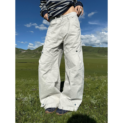 F383美式复古弯刀廓形工装裤