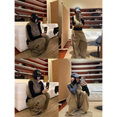 马甲女慵懒百搭叠穿保暖外套ins 复古辣妹立领羊羔毛无袖 F383 美式