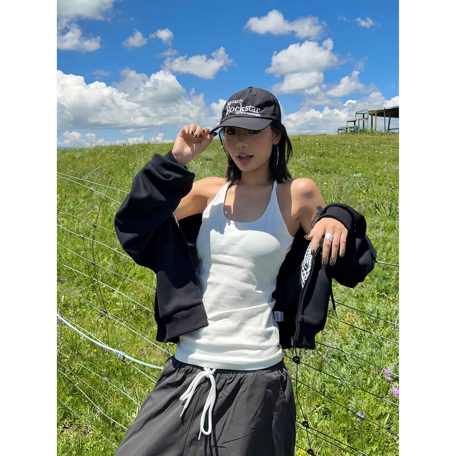 F383美式复古修身显瘦背心