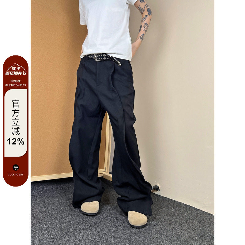 F383 2026美式复古简约cleanfit休闲直筒西裤男女款百搭垂感长裤