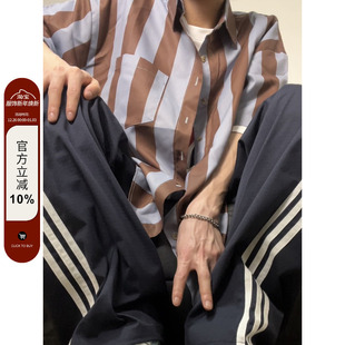 男女夏季 F383 衬衫 复古条纹短袖 休闲百搭上衣 2023AW国潮原创美式