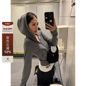 显瘦短款 F383 外套女 修身 连帽卫衣春季 2026美式 复古双头拉链开衫