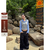 美式 复古假两件衬衫 拼接长袖 F383 上衣修身 休闲辣妹衬衣T恤女ins