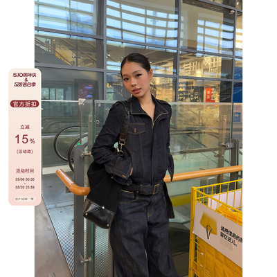 F383美式复古解构短款牛仔外套