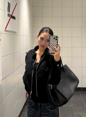 F383 美式复古铆钉短款夹克高级质感翻领外套女辣妹休闲百搭上衣