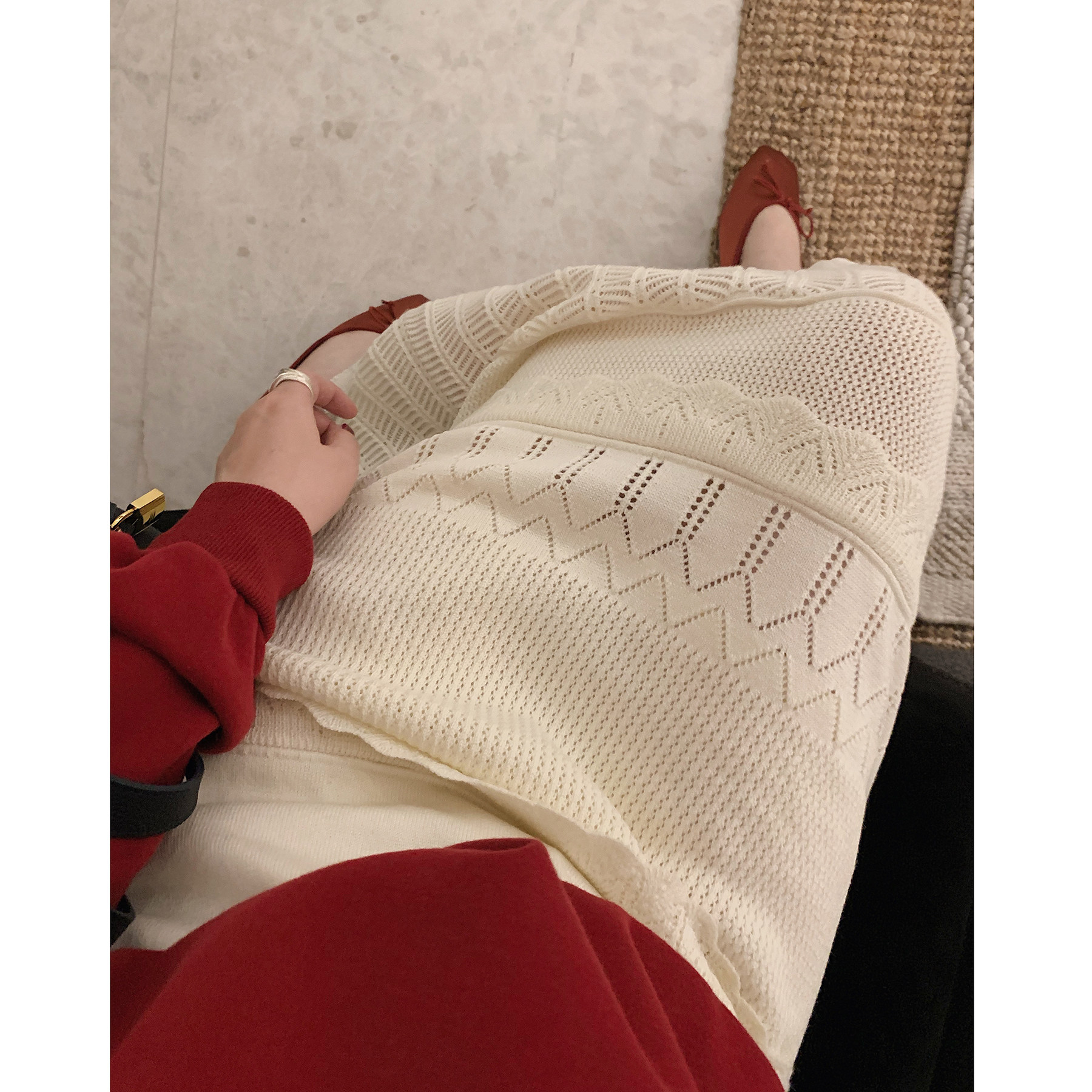 针织半身裙中长裙复古