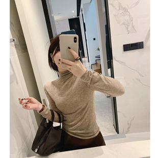 misslady显瘦堆堆领轻若无物水溶羊毛针织打底衫女士高领百搭修身