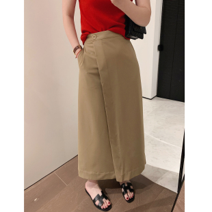 misslady自留好显瘦百搭不规则设计款 高腰开叉A字裙 半身裙中长款