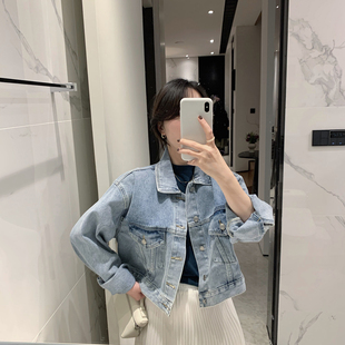misslady洋气百搭复古浅色短款牛仔外套女小个子2024早春新款百搭