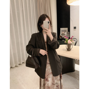 外套松弛感显瘦高级感 咖色西装 misslady自留款 早春复古宽松中长款